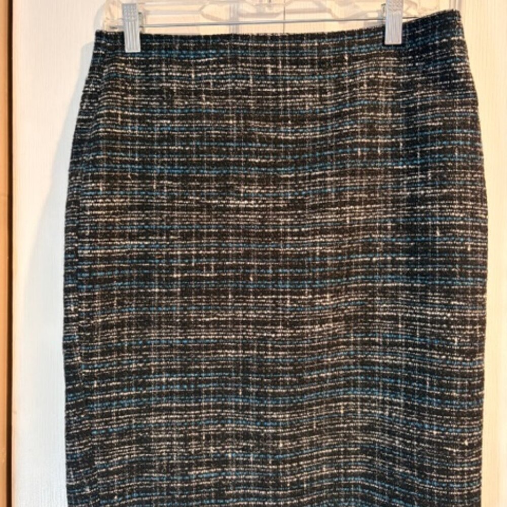 Ann Taylor Black & Teal Tweed Skirt